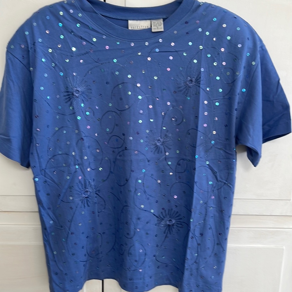 6 For $10 Nordstrom Blue Long Sleeve Tee with Sequin Detail